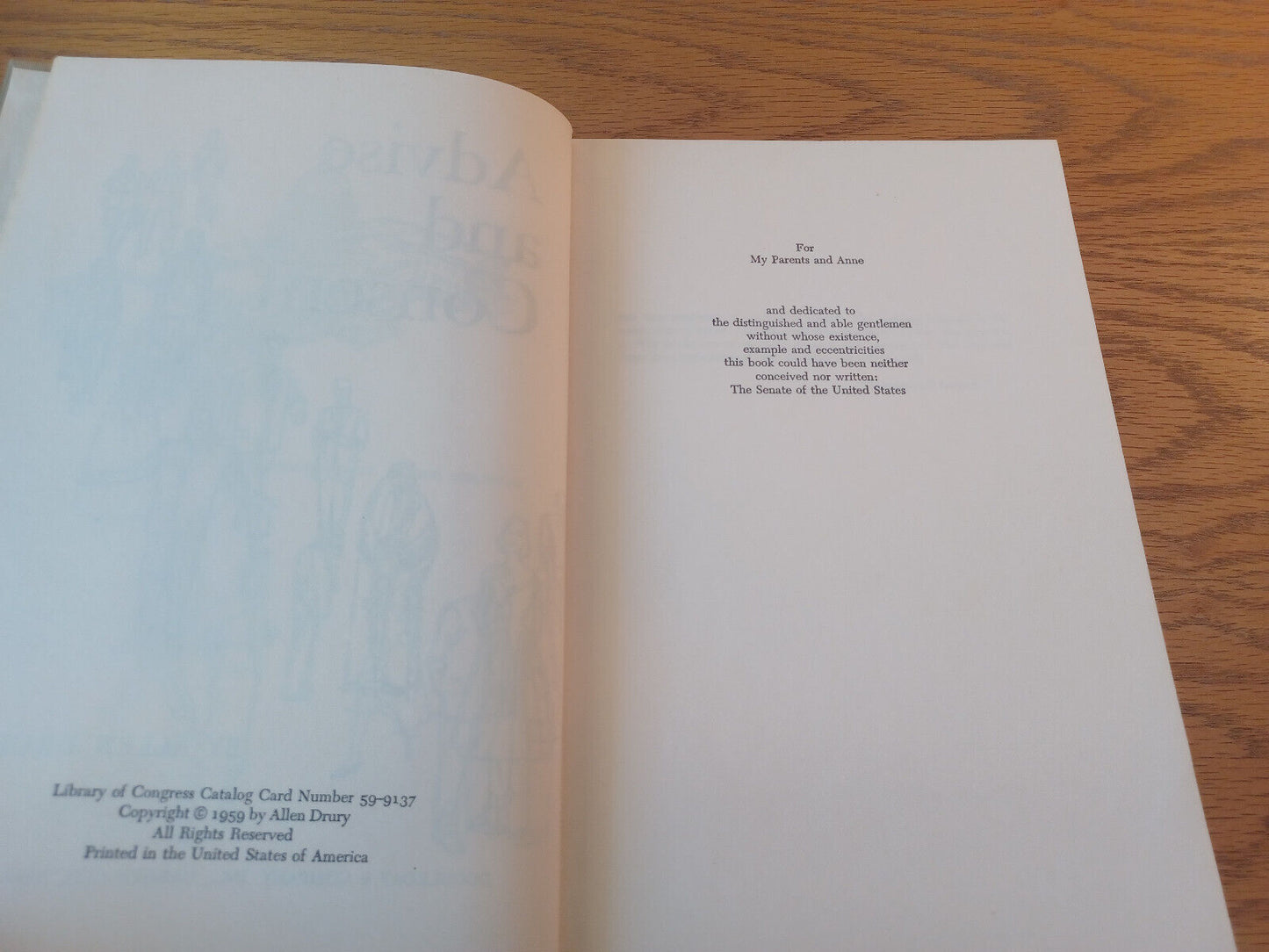 Advise And Consent Allen Drury 1959 Hardcover Doubleday