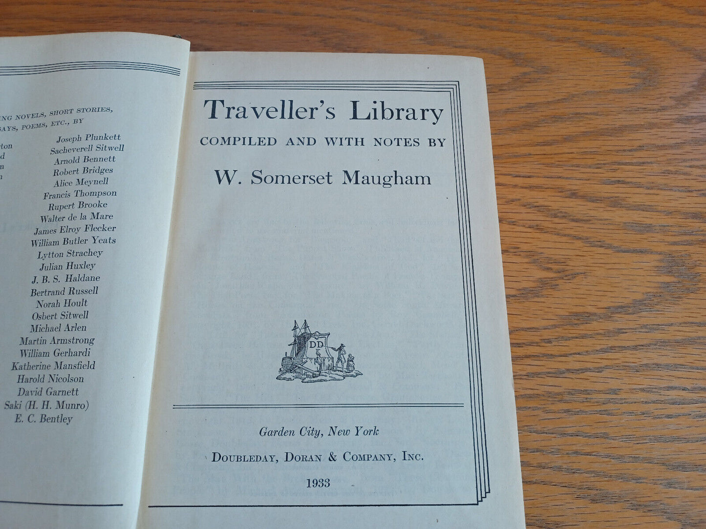 Traveller’s Library W Somerset Maugham 1933 1st Edition Hardcover Doubleday Dora