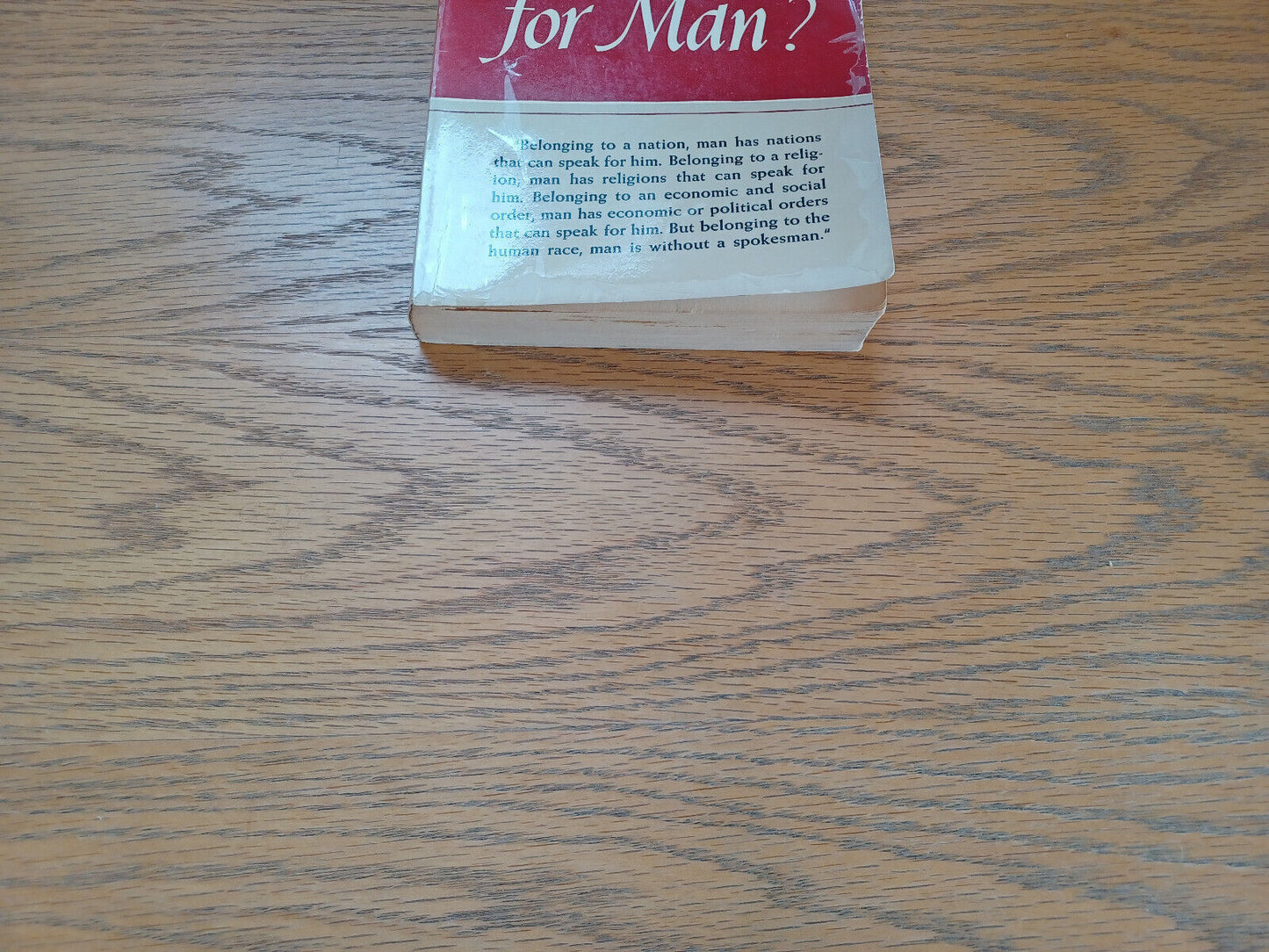 Who Speaks for Man Norman Cousins 1953 1st Printing Macmillan Paperback