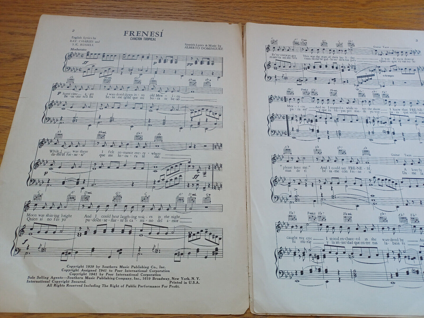 Frenesi Cancion Tropical Ray Charles S K Russell Alberto Dominguez 1941 Southern