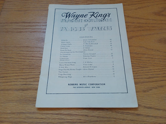 Wayne King's Favorite Collection Of Famous Waltzes Robbins Music