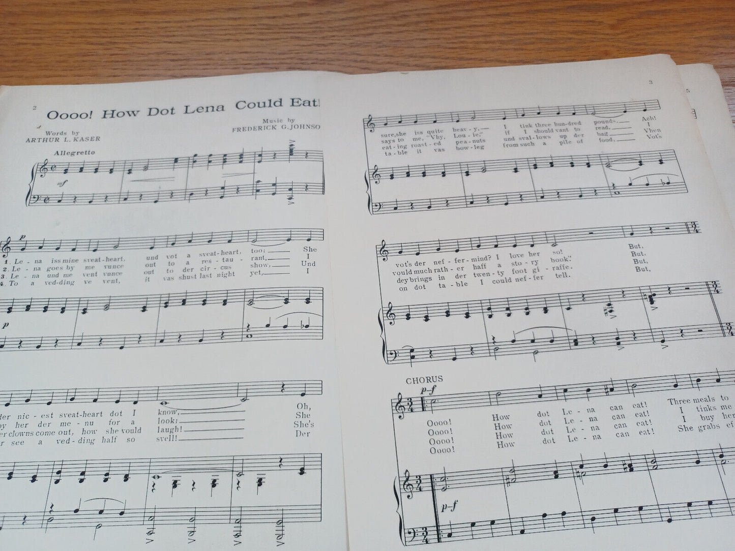 Novelty Songs Oooo! How Dot Lena Could Eat Frederick G Johnson 1930 Northwestern