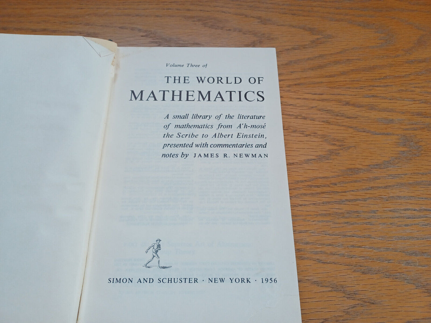 The World of Mathematics Volume  Three James R Newman 1956 Hardcover Simon and