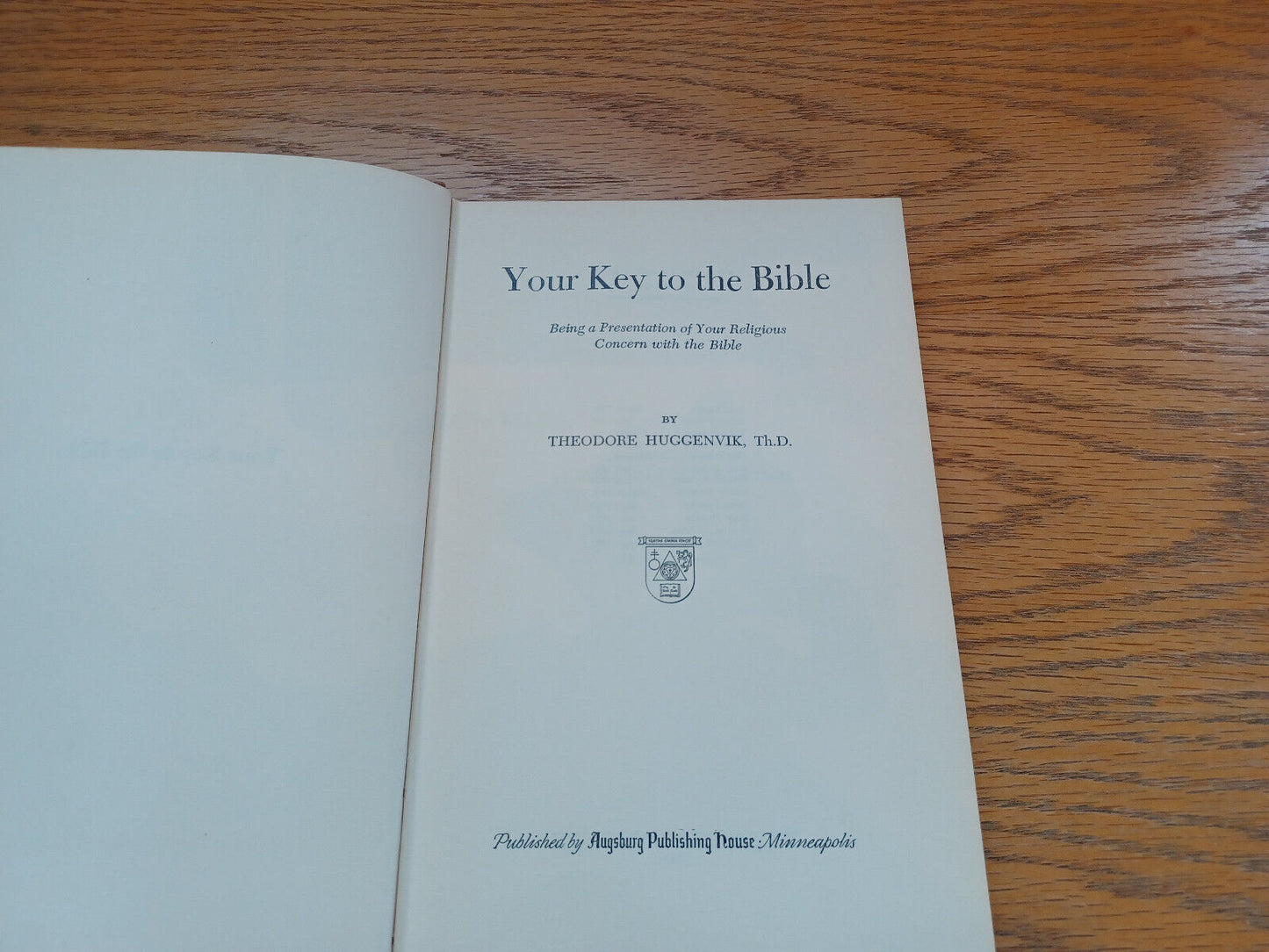 Your Key to the Bible Theodore Huggenvik 1953 Hardcover Augsburg