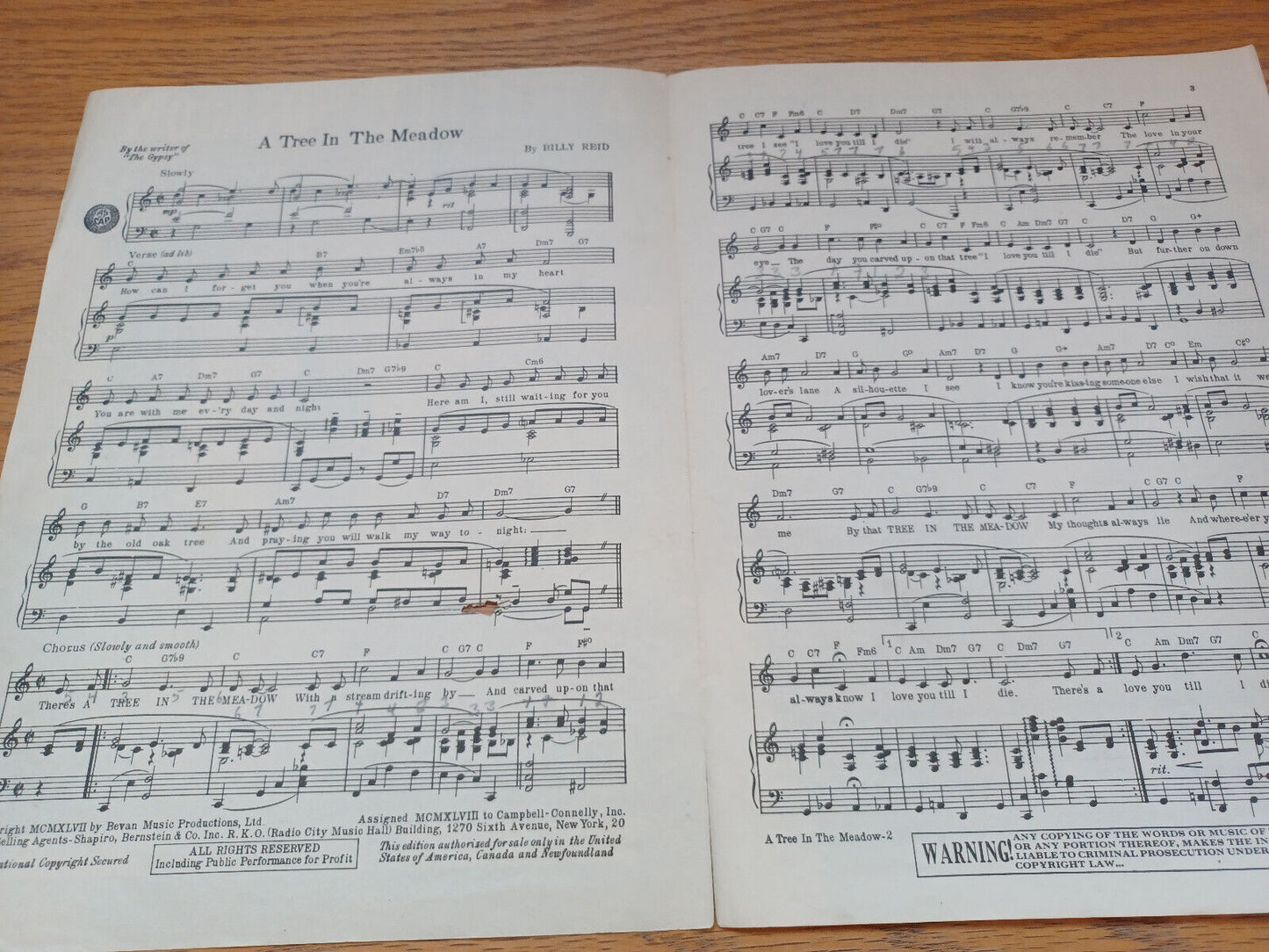 A Tree In The Meadow Billy Reid 1947 Campbell Connelly