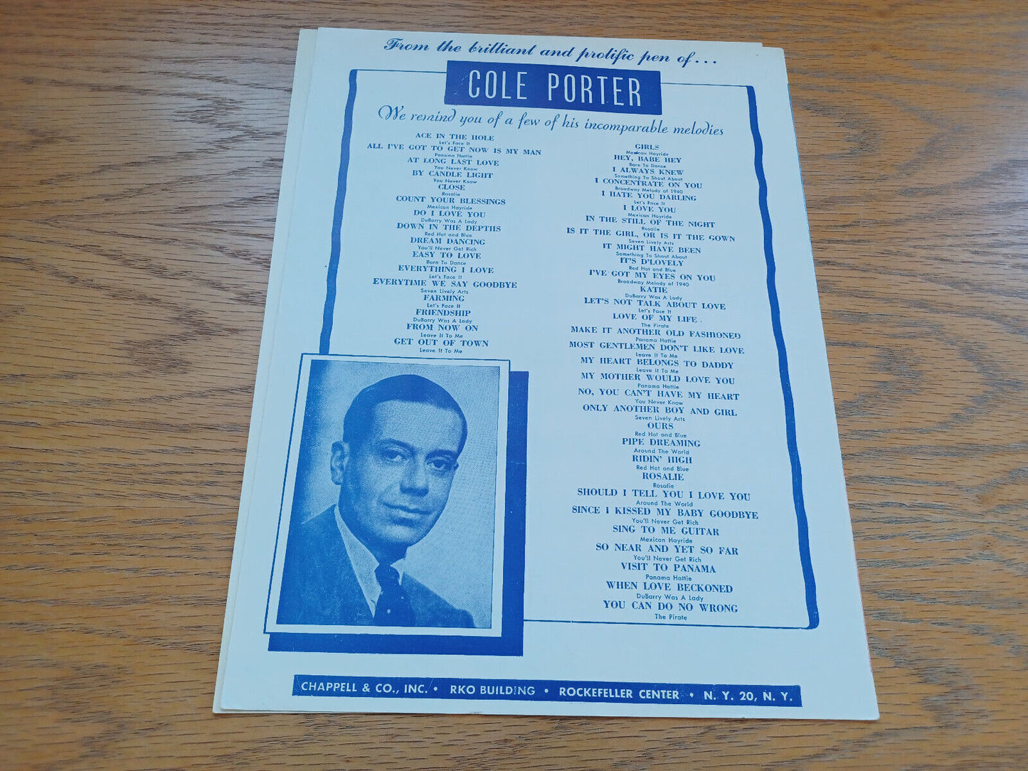 Wunderbar Cole Porter 1948 Sheet Music T B Harms