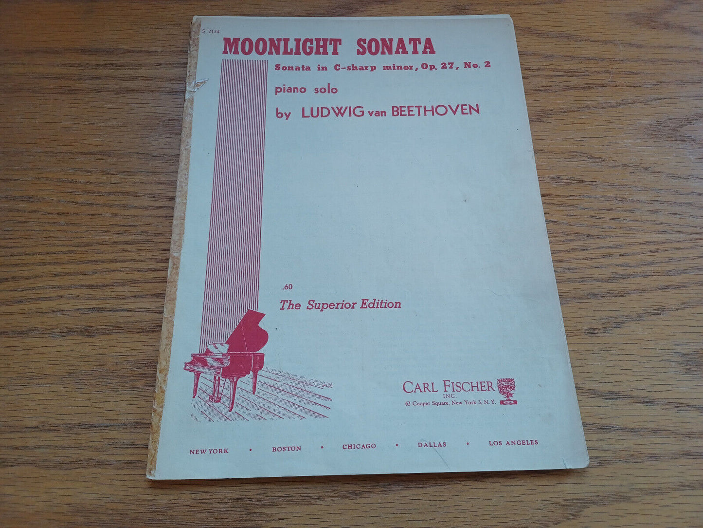 Moonlight Sonata Piano Solo Ludwig Van Beethoven 1905 Op 27 No 2 Carl Fischer