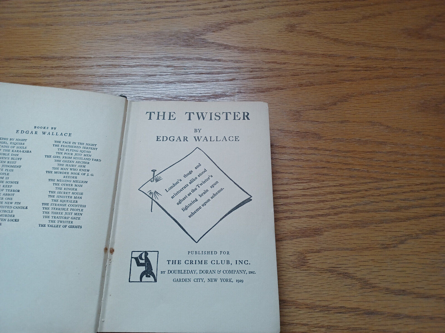 The Twister by Edgar Wallace 1929 First Edition