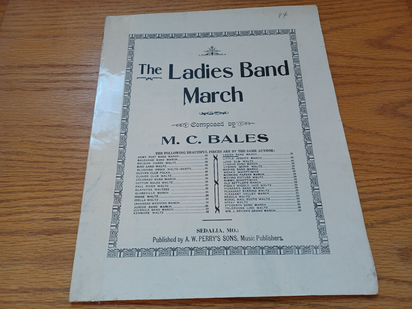 The Ladies Band March M C Bales 1905 A W Perry’s Sons