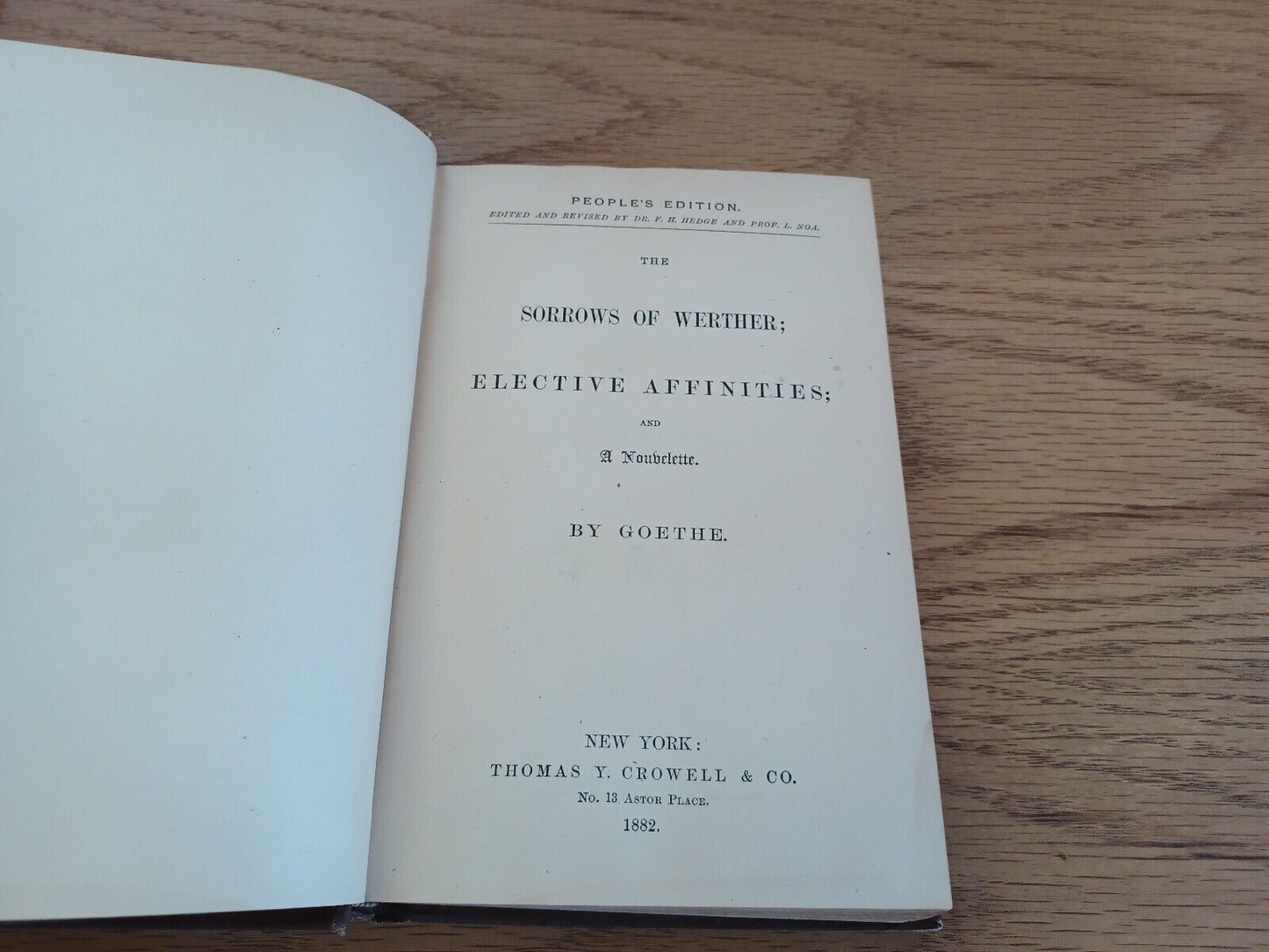 The Sorrows Of Werther Elective Affinities Goethe People'S Edition 1882