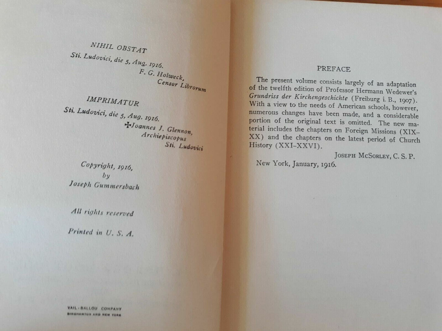 A short history of the Catholic Church Hardcover 1926 by Hermann Wedewer 7th Ed
