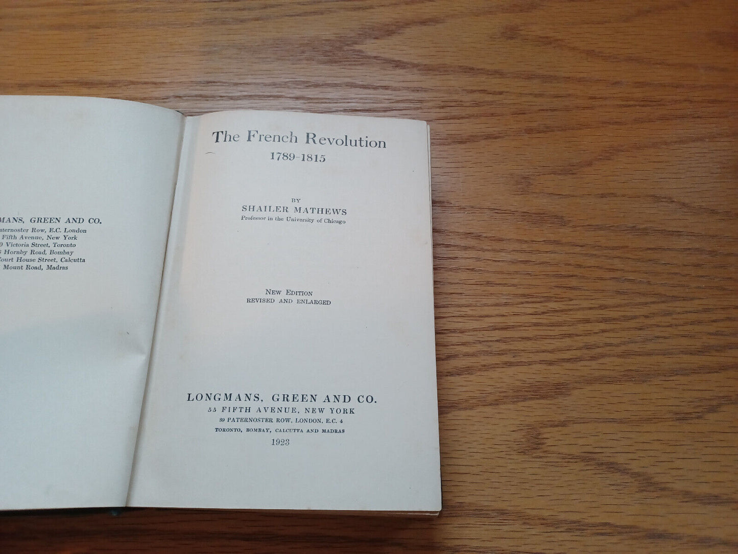 The French Revolution 1789-1815 Shailer Mathews 1923 Hardcover Longmans Green