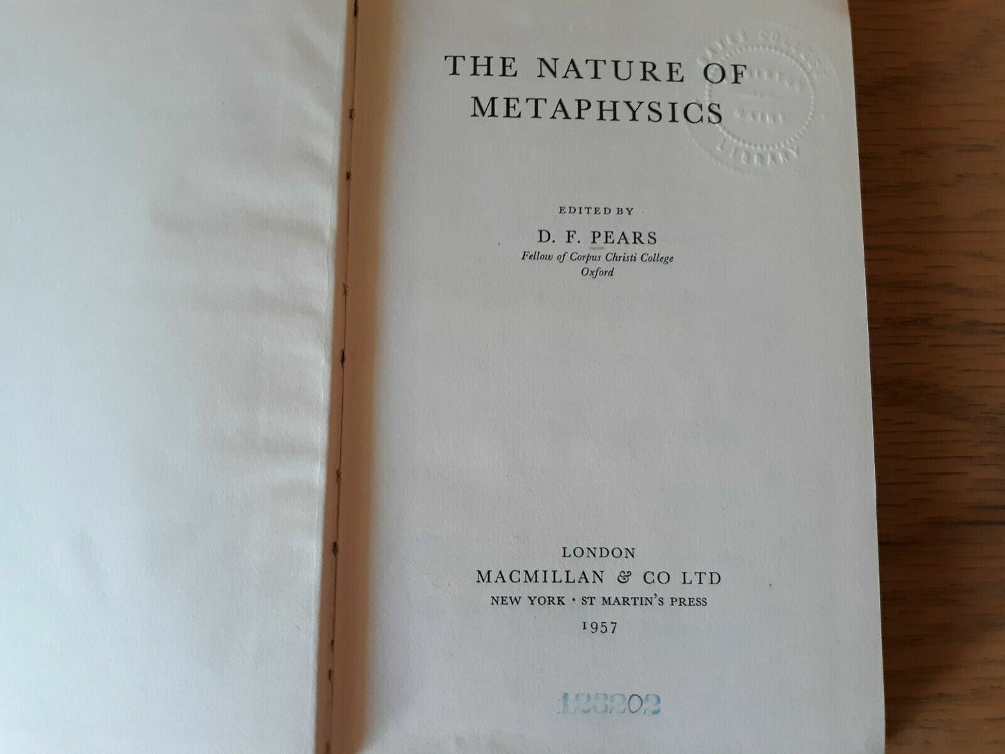 The Nature of Metaphysics Hardcover 1957 by David Francis Pears