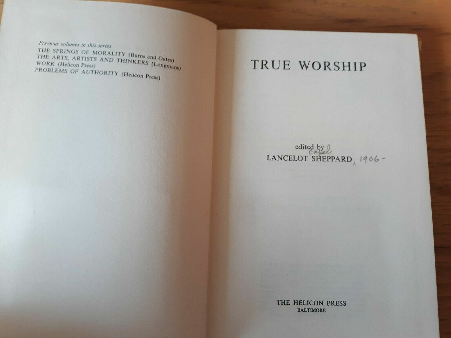 True Worship Hardcover 1963 Lancelot SHEPPARD HC/DJ