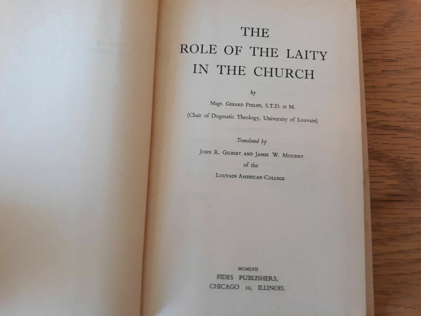 The Role of the Laity in the Church Hardcover 1955 by Gerard Philips