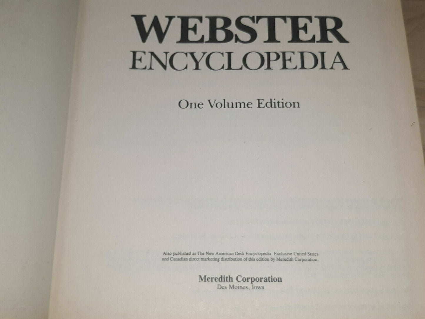 Webster Encyclopedia One Volume Edition Hardcover – 1985