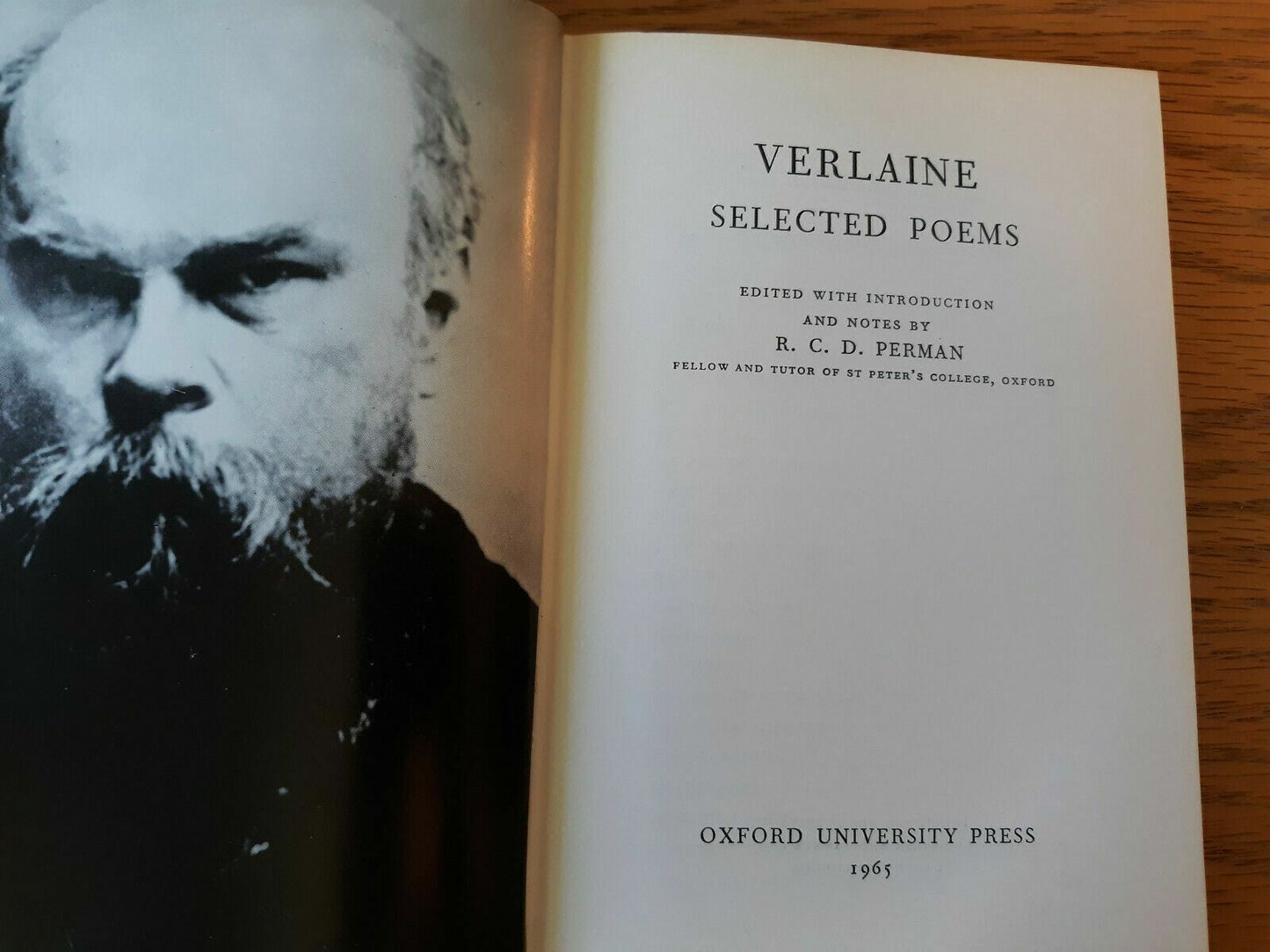 Verlaine Selected Poems by R C D Perman (Editor) 1965 Hardcover Oxford Universi