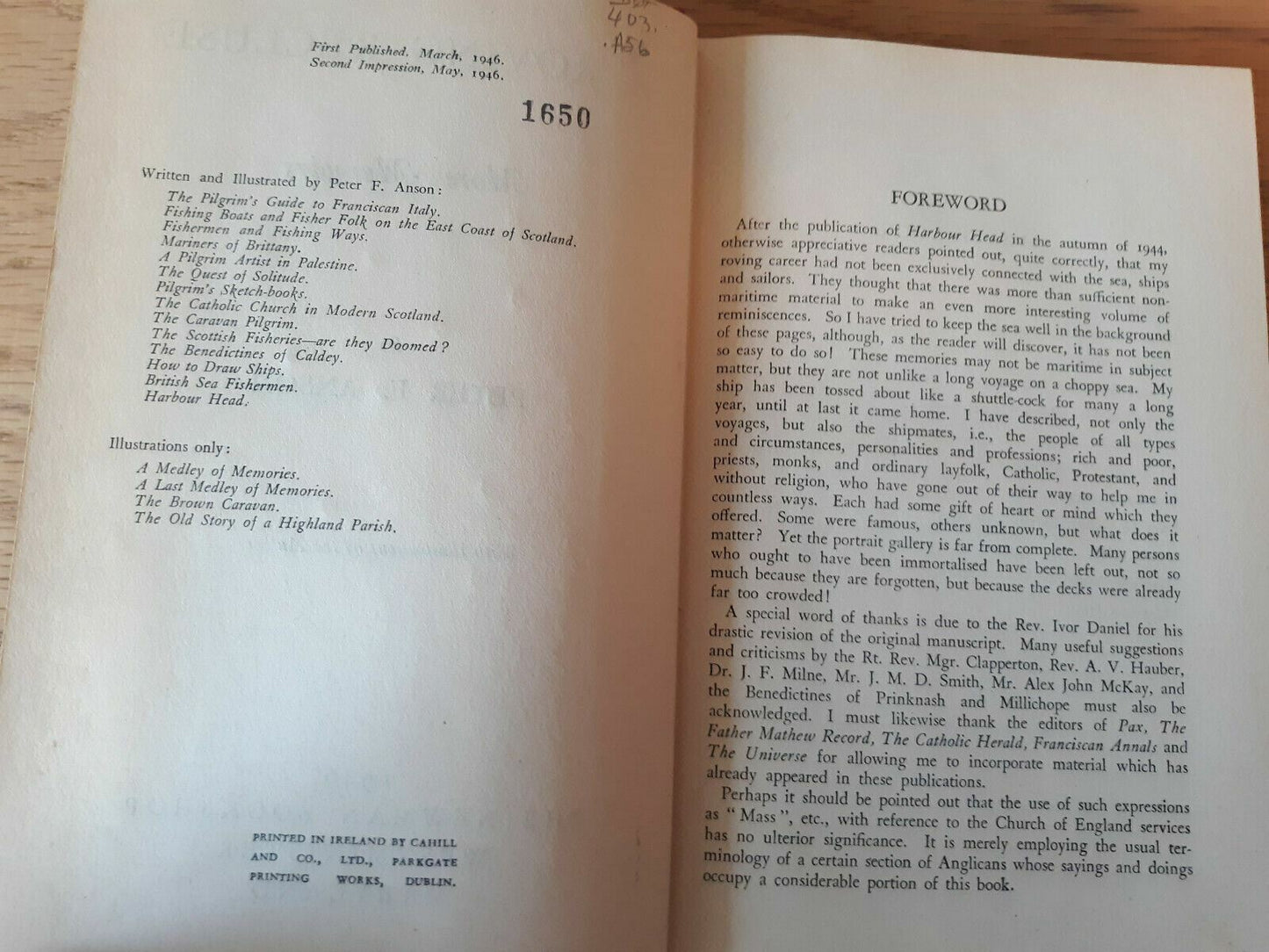 A roving recluse More memoirs Hardcover 1946 by Peter Frederick Anson (Author)
