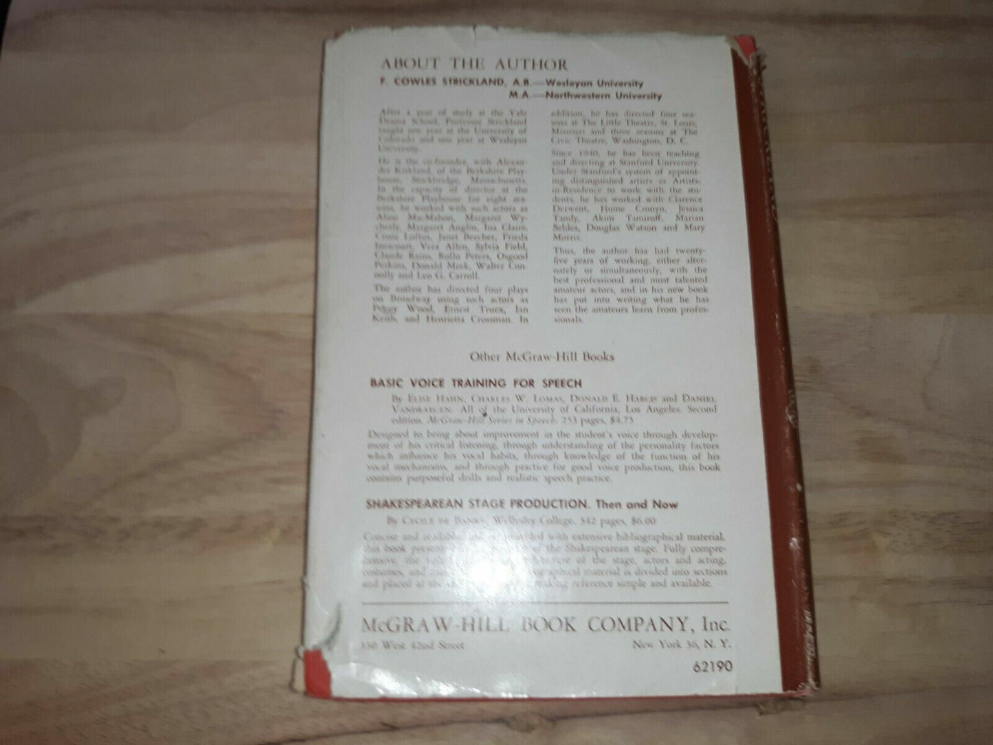 The Technique of Acting. Hardcover 1956 by F. Cowles Strickland (Author)