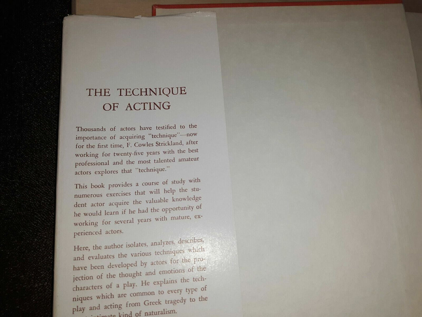 The Technique of Acting. Hardcover 1956 by F. Cowles Strickland (Author)