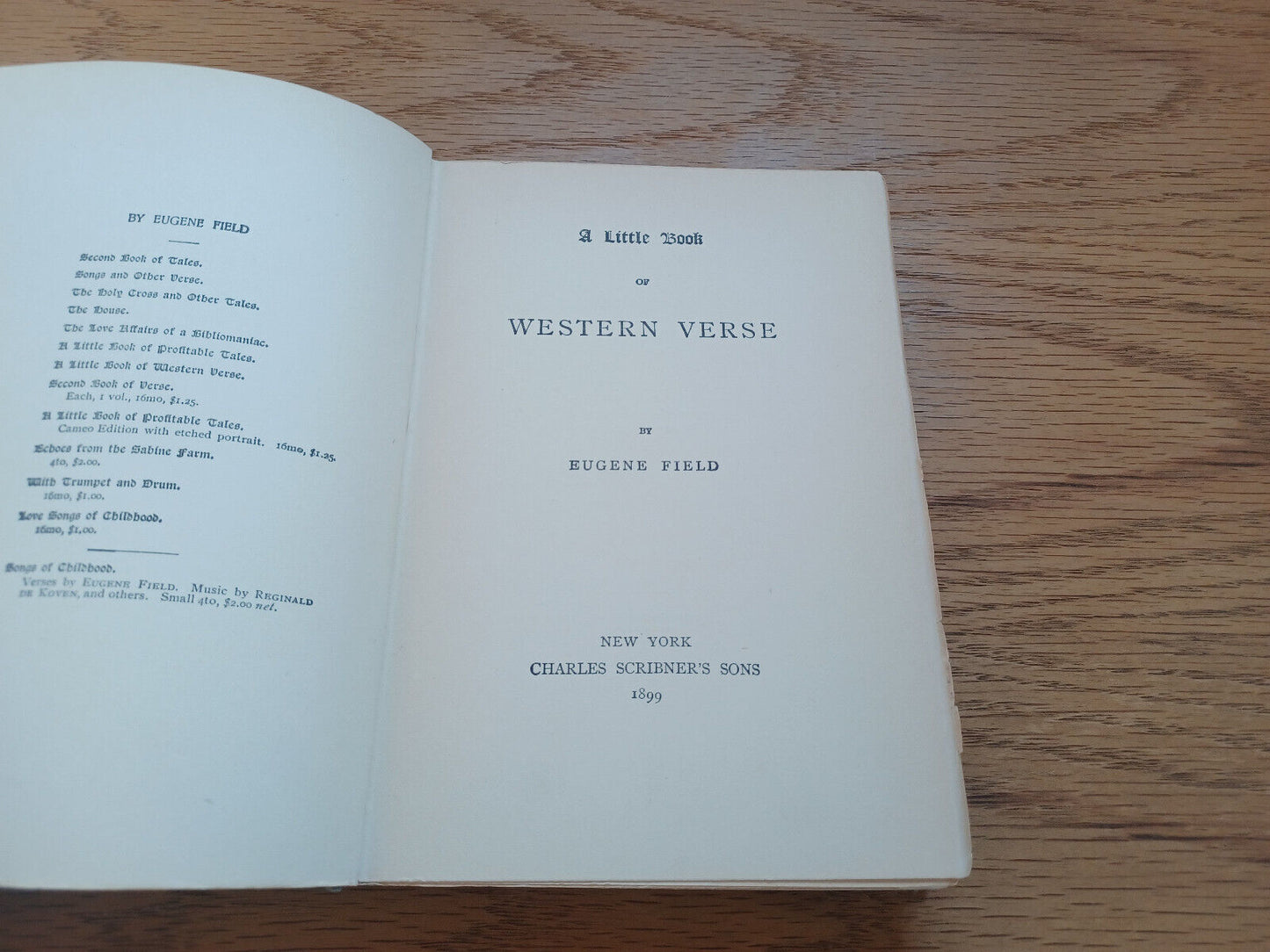 A Little Book Of Western Verse By Eugene Field 1899