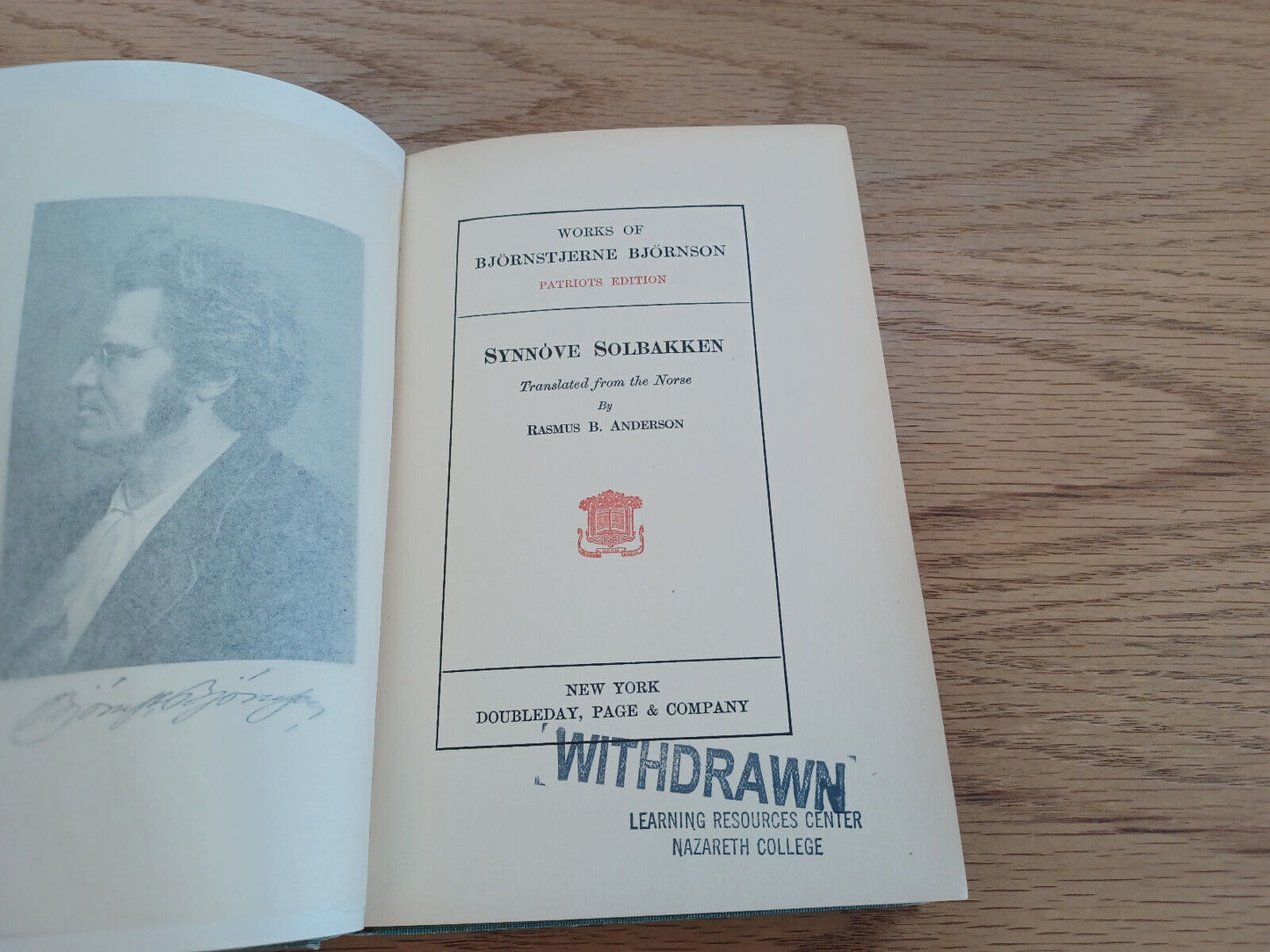 Works Of Bjornstjerne Bjornson Patriots Edition Synnove Solbakken 1882