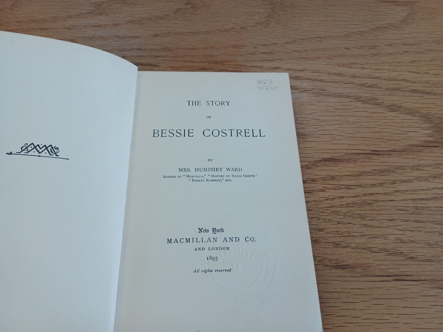 The Story Of Bessie Costrell By Mrs Humphry Ward 1895