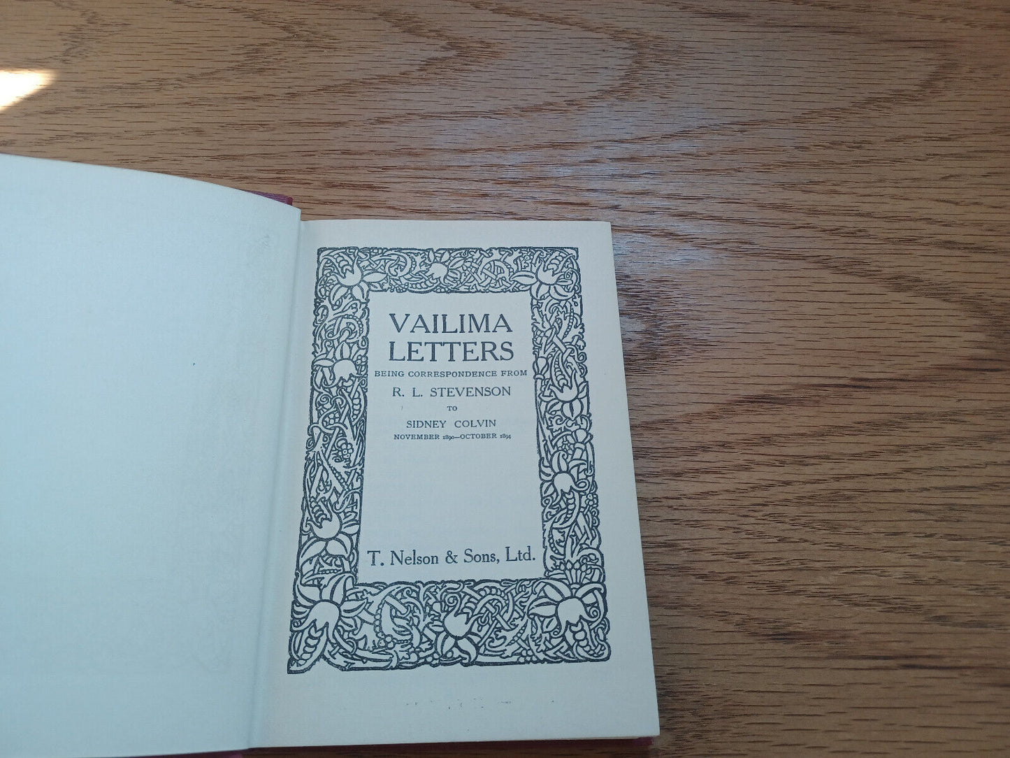 Vailima Letters R L Stevenson To Sidney Colvin 1895