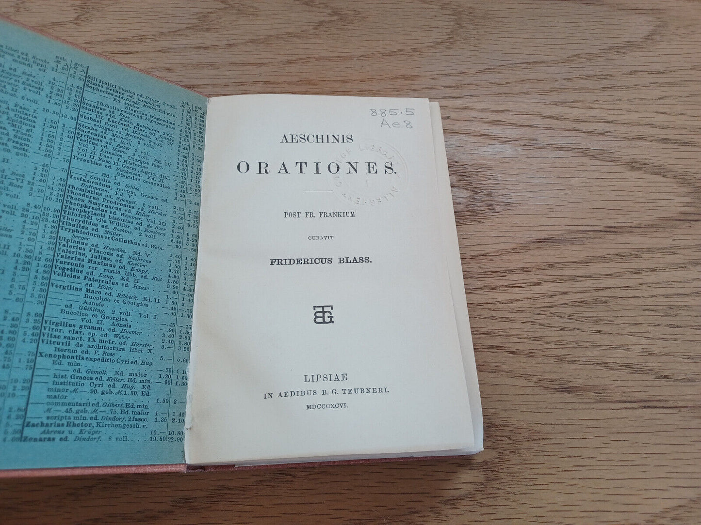 Aeschinis Orationes Post Fr Frankium Fridericus Blass 1896