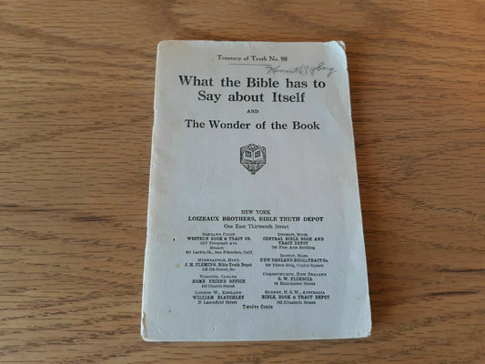 What the Bible has to Say about Itself Treasury of Truth No. 98 by P Van Winkle